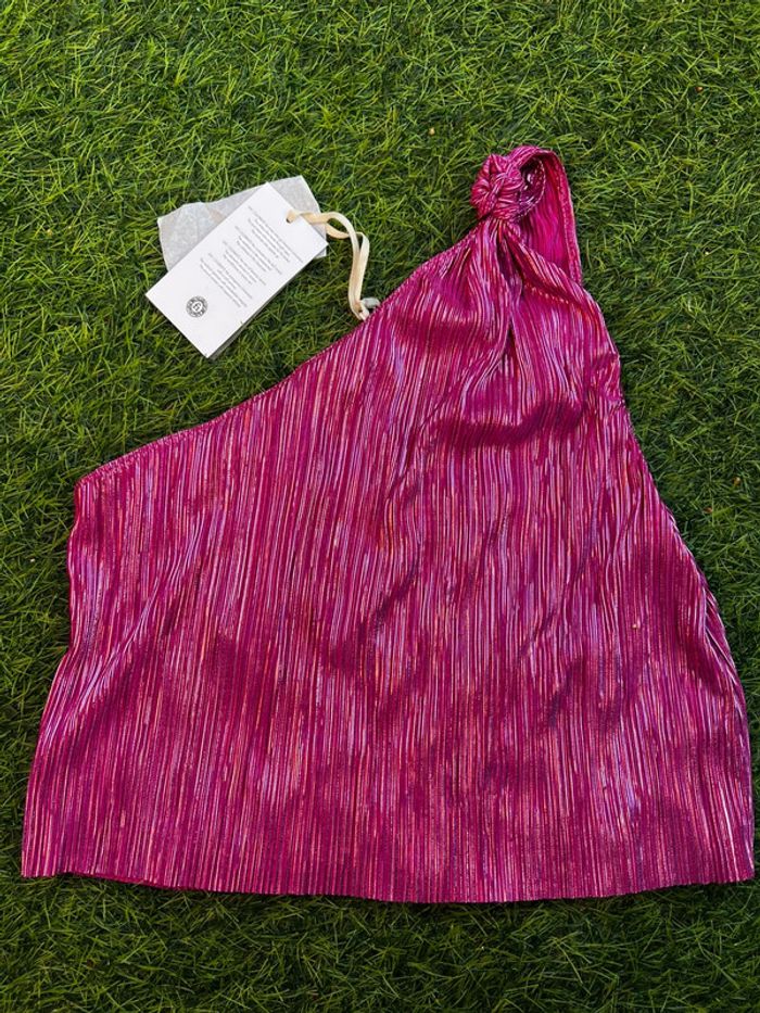Haut asymétrique rose pailletée - photo numéro 2