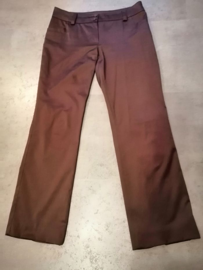 Veste Taille 2 et pantalon Taille 36 marron en satin La City - photo numéro 2