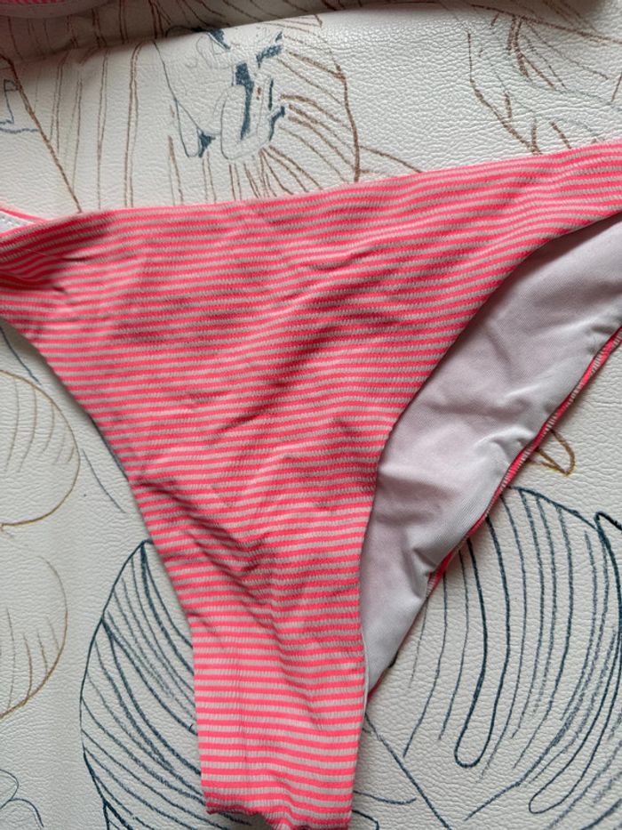 Maillot de bain brésilien orange fluo et crème - photo numéro 2
