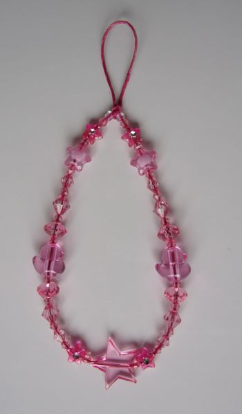 Cordon bracelet déco pour portable canard rose fuchsia 2