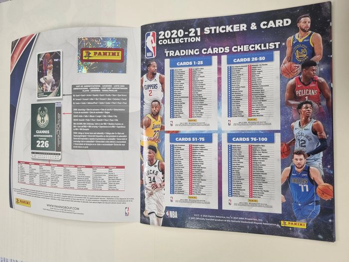 nba 2020 2021 basket album de stickers panini presque vide (15 vignettes collées) - photo numéro 2
