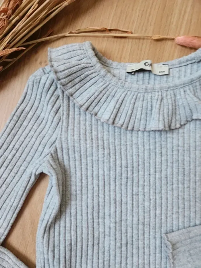 Pull côtelé col claudine gris c&a 6 ans - photo numéro 2