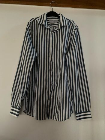 Chemise rayée Primark taille S slim fit gris blanc excellent état