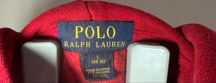 Sweat à capuche Polo Ralph Lauren rouge drapeau USA – taille L (14–16) - photo numéro 3
