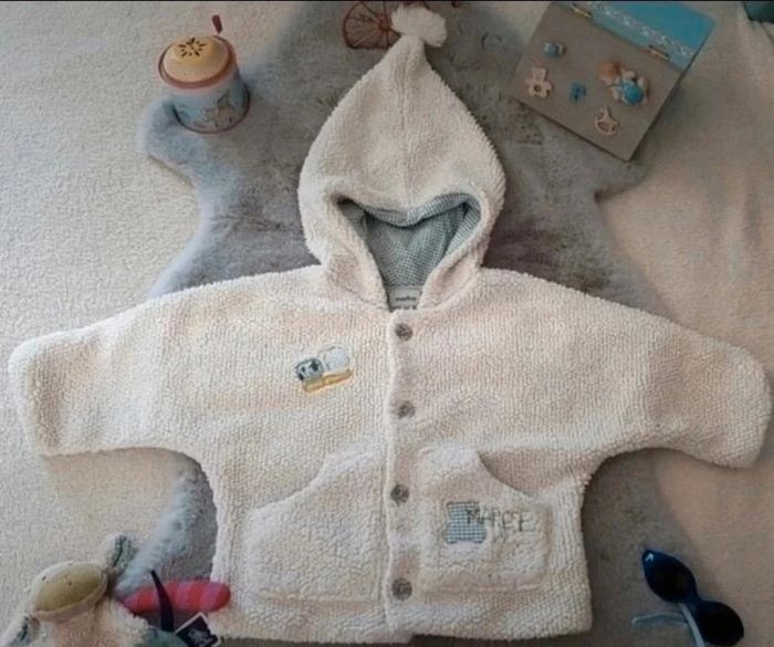 Manteau Marèse avec capuche blanc cassé 6 mois - photo numéro 2