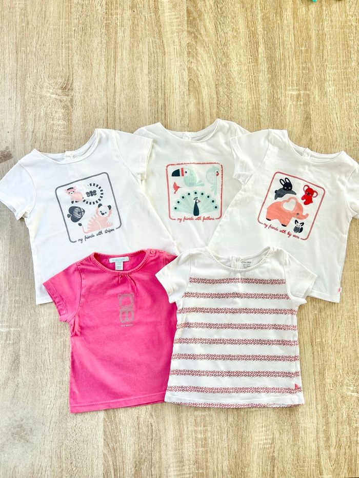 5 t-shirts manches courtes bébé fille
