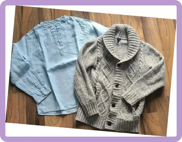 Lot chemise en lin et Gilet maille 8 ans