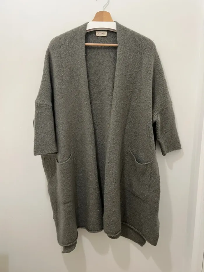 Gilet long vert gris