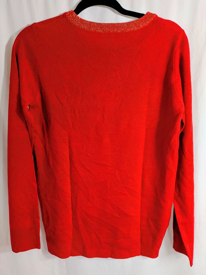 Pull de Noel / fête femme S rouge et doré - photo numéro 3