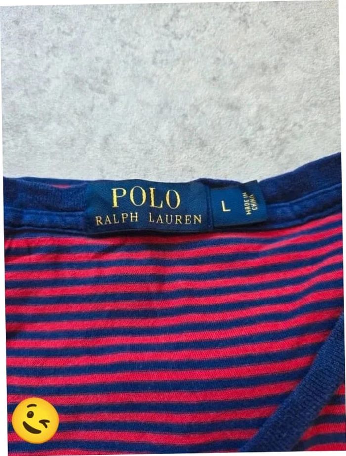 T-shirt Ralph Lauren L coupe col rond rouge Homme Men tee119 - photo numéro 3