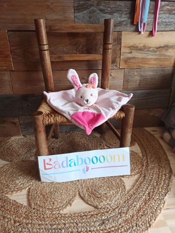 Doudou lapin rose tex hibou tbe