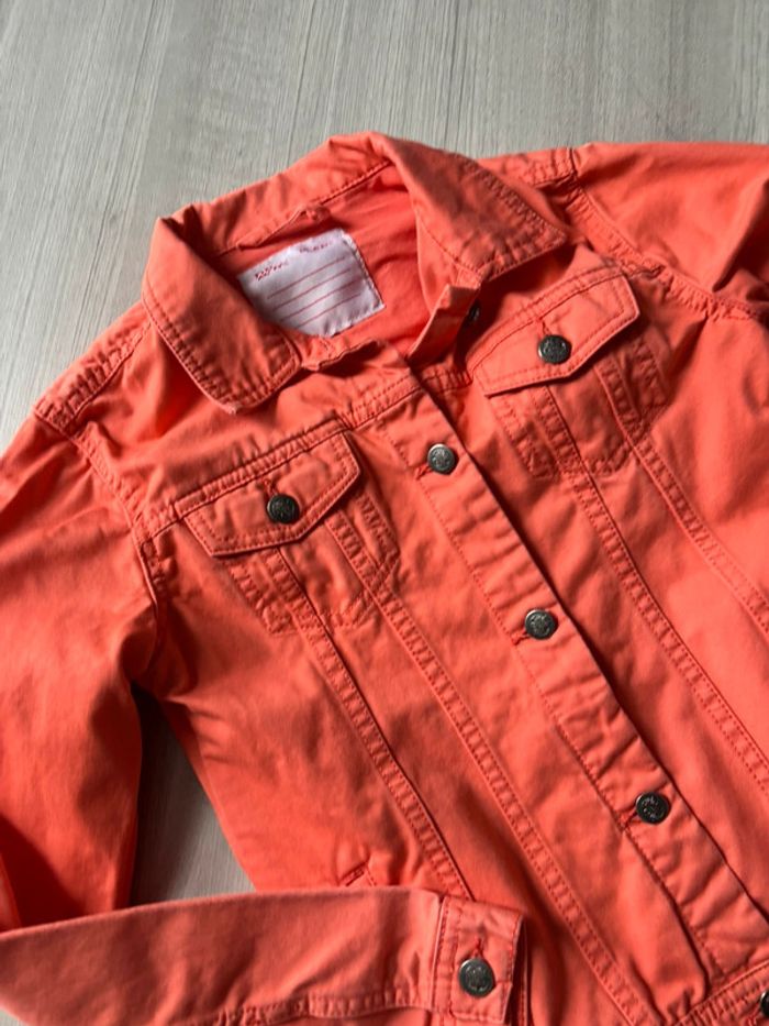 Veste en jean orange corail fille - photo numéro 4