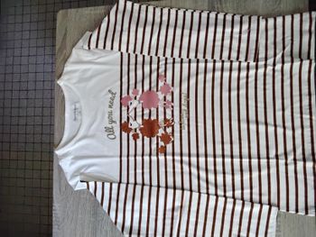 TShirt manches longues fille 12 ans neuf blanc a rayure marron