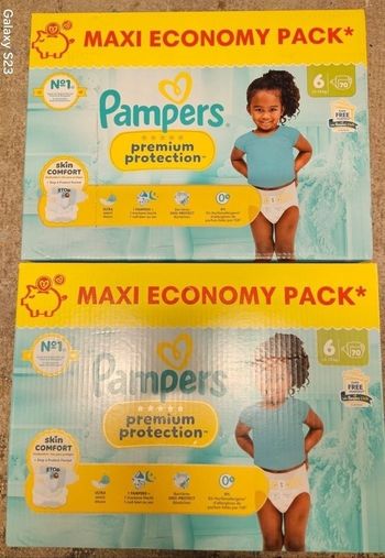 2 cartons de couches pampers premium taille 6