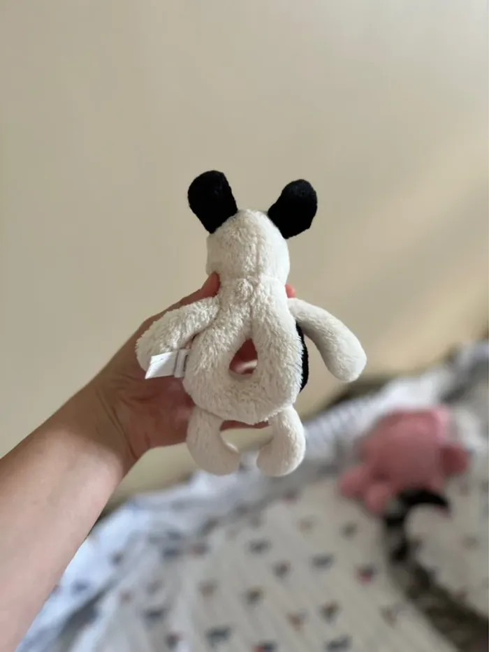 Hochet peluche Bashful Black & Cream Puppy - photo numéro 4
