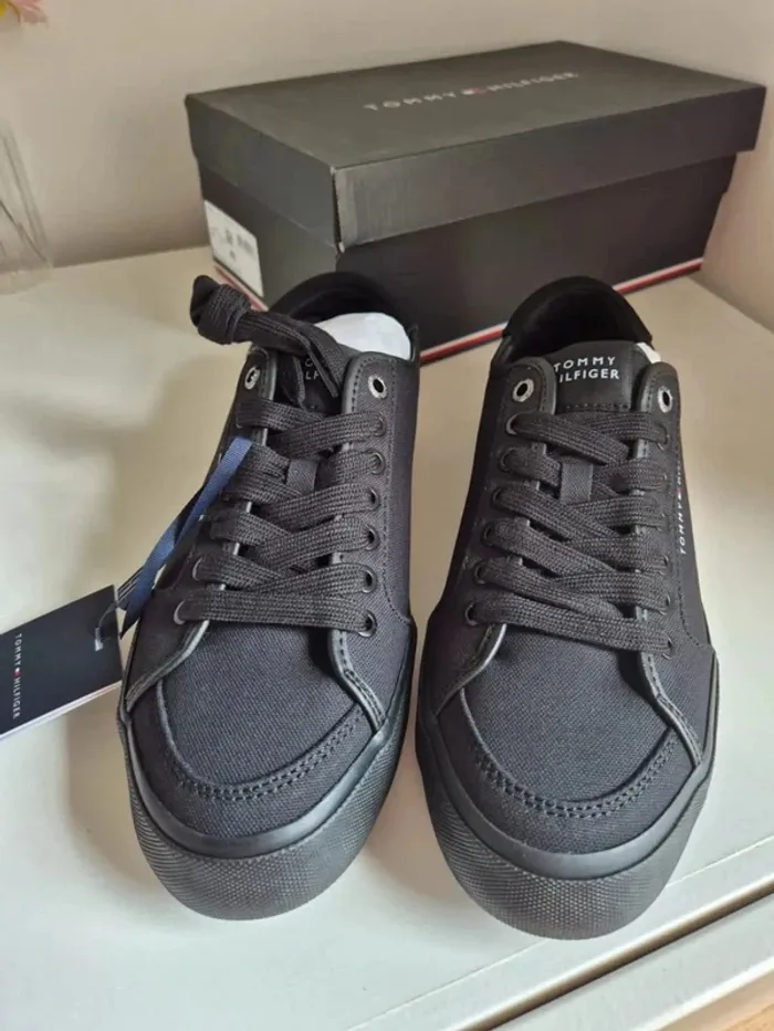 Tommy Hilfiger Baskets Vulcanisées Homme mixte Taille 40 Core Corporate Canvas Basses, Noir - photo numéro 3