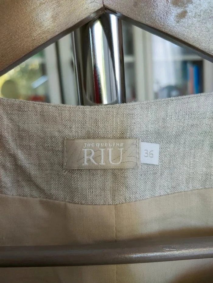 Veste Jacqueline Riu beige chiné, 100% lin, taille 36, allure naturelle chic - photo numéro 3