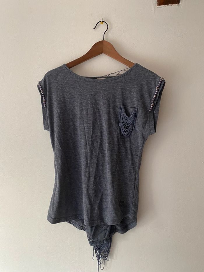 Tee-shirt femme gris Taille unique