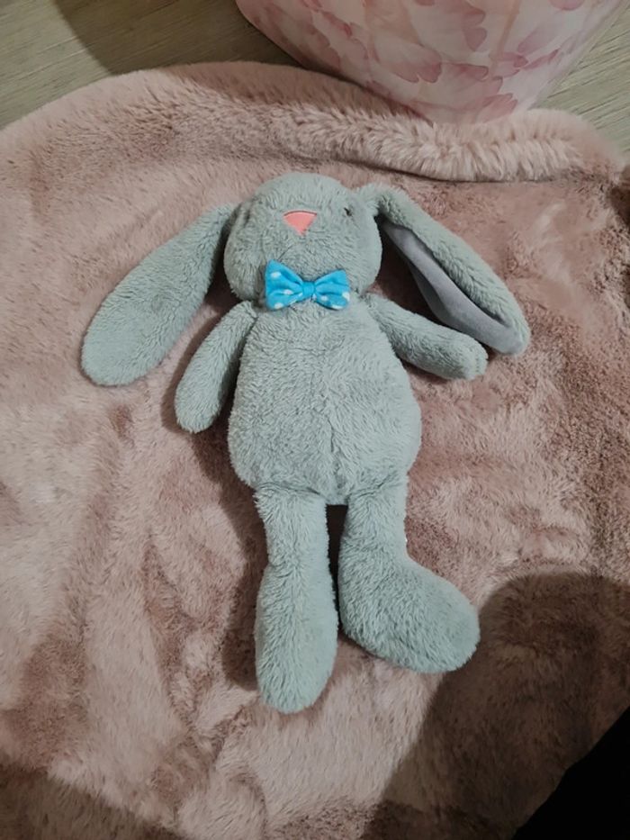 Jolie pti lapinou gris et bleu très bon etat - photo numéro 2