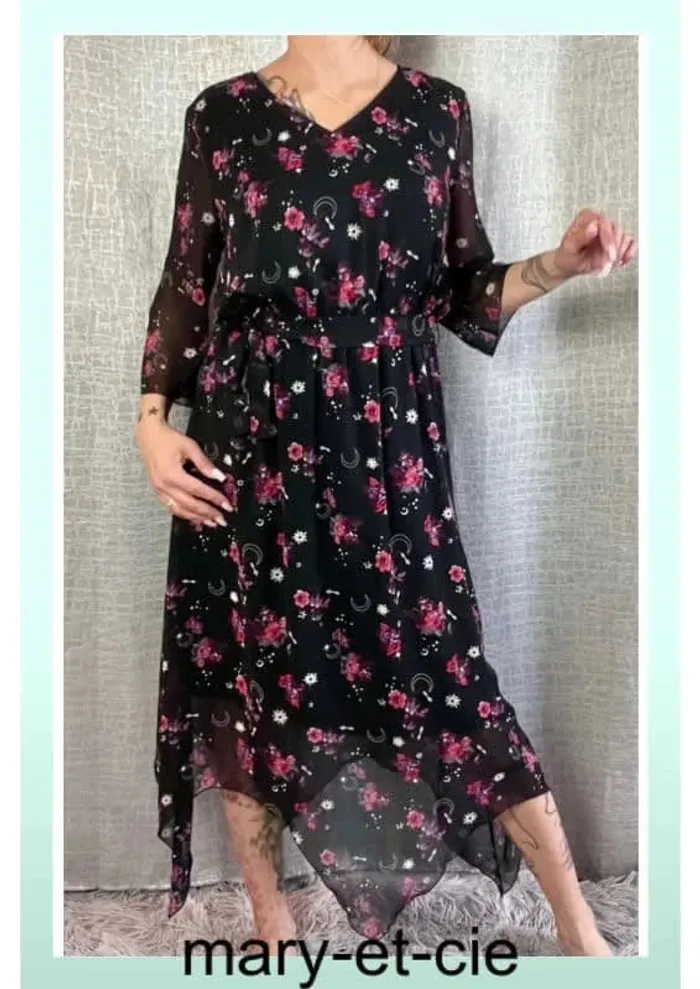 Robe longue manches 3/4 taille 38 - cache cache - photo numéro 4