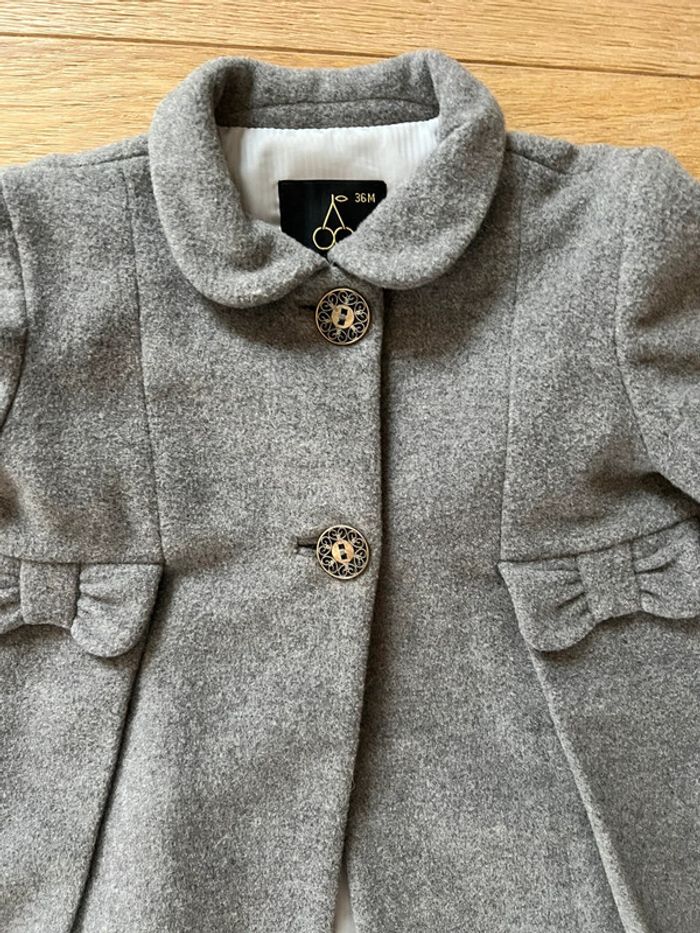 Manteau fille gris en laine 36 mois sanmar 1968 très bon état - photo numéro 2