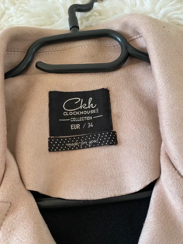 Perfecto rose poudré en daim taille 34 - photo numéro 4