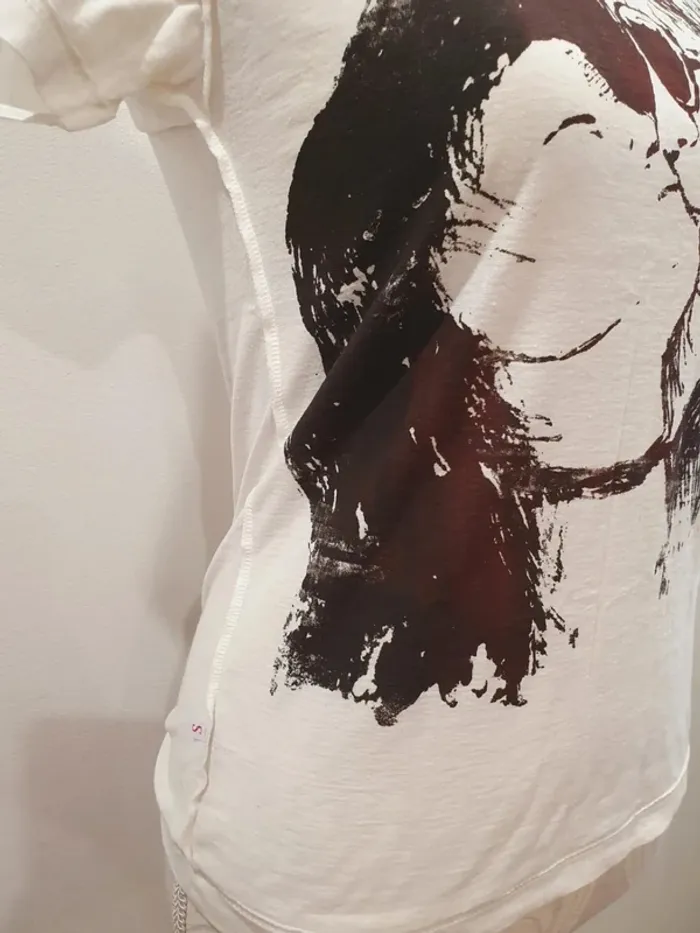 Tee shirt blanc noir taille S 36 John lennon yoko ono - photo numéro 6