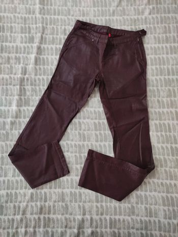 Pantalon jeans slim skinny stretch effet simili bordeaux Miss Captain taille 36