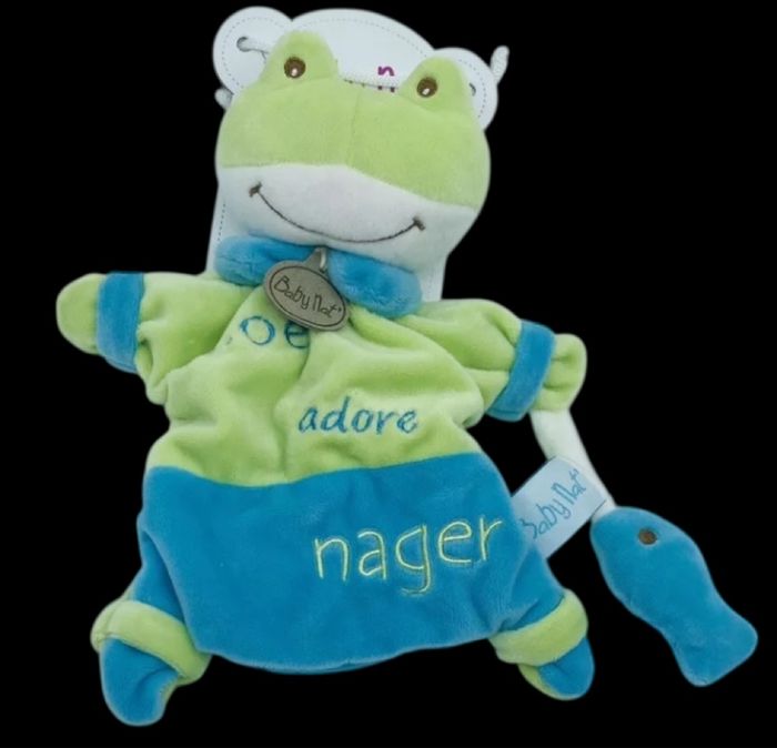 ❤️B3489 Doudou marionnette Grenouille  Zoé BABY NAT Babynat Adore Nager Vert
