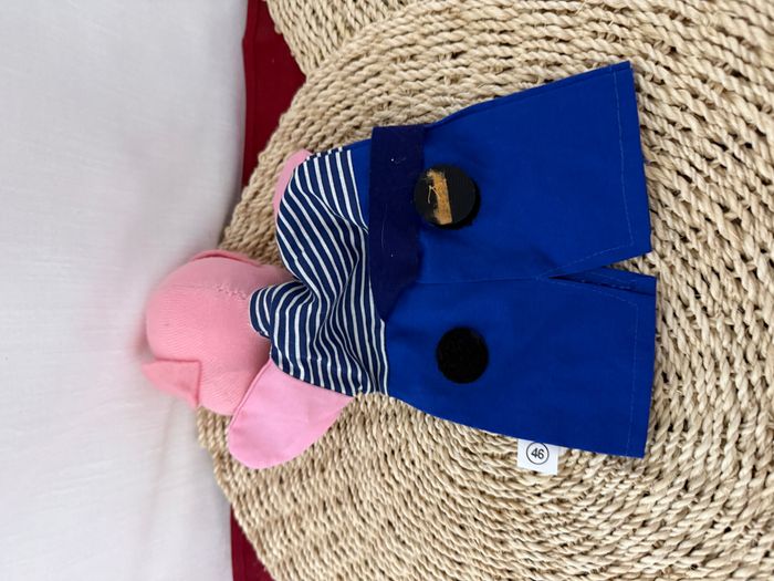 Marionnette cochon en salopette bleue - photo numéro 5