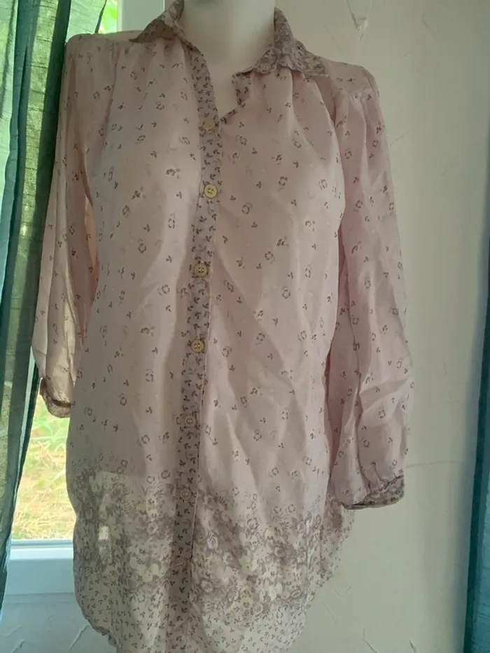 Chemise vintage transparent taille 40 manches 3/4 - photo numéro 2