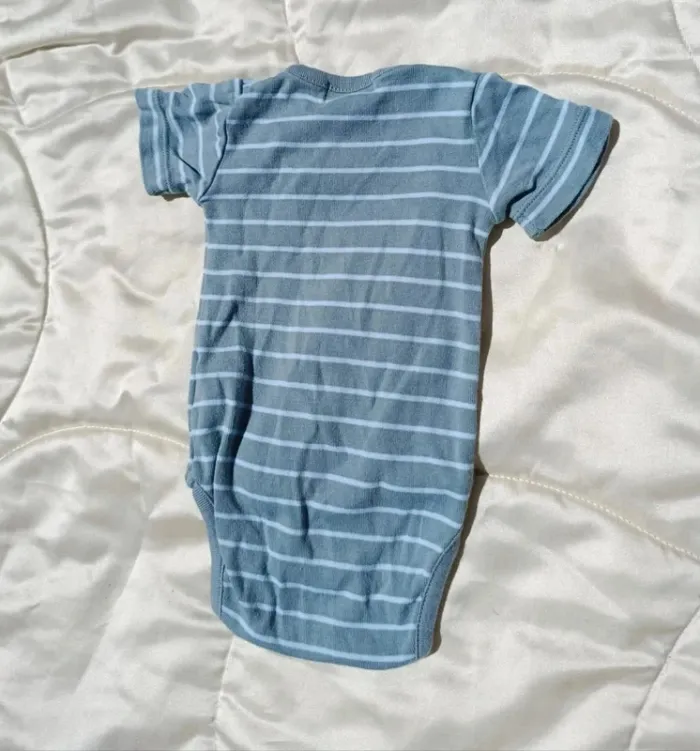 Body manches courtes gris rayé blanc DPAM 1 mois 54 cm - photo numéro 2