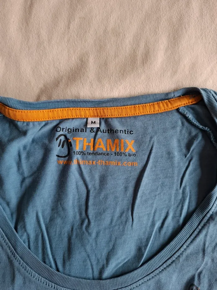 t-shirt homme bleu, taille M, marque Thamix, en très bon état - photo numéro 2