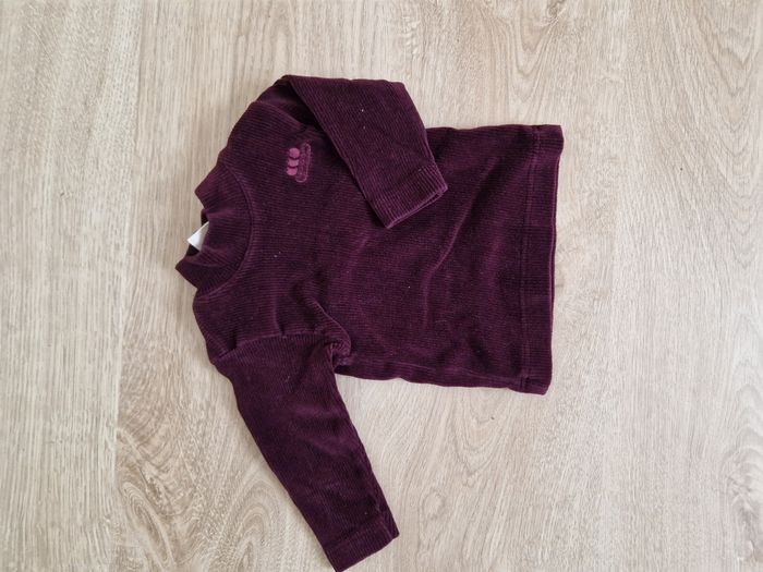 Pull côtelé velours violet/prune 3 Pommes - Taille 3 mois