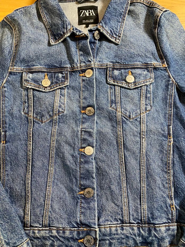 Zara Veste en jean bleu foncé Taille L/40 - photo numéro 4