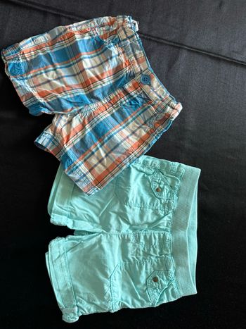 Lot 2 shorts 18 mois bleu et rayures bleues