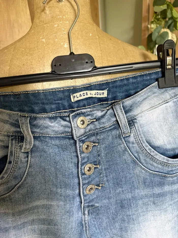 Pantacourt en jean  femme - photo numéro 2