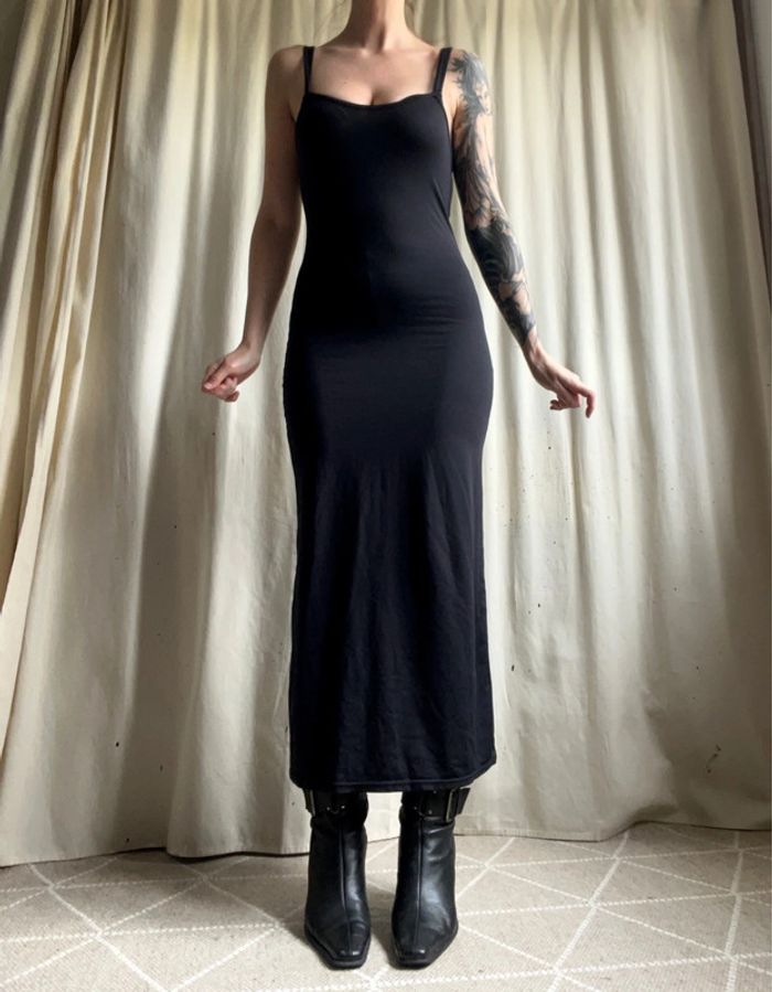 Robe slip on noire iconique vintage made in France 🇫🇷 90s Goth - Taille S - photo numéro 2