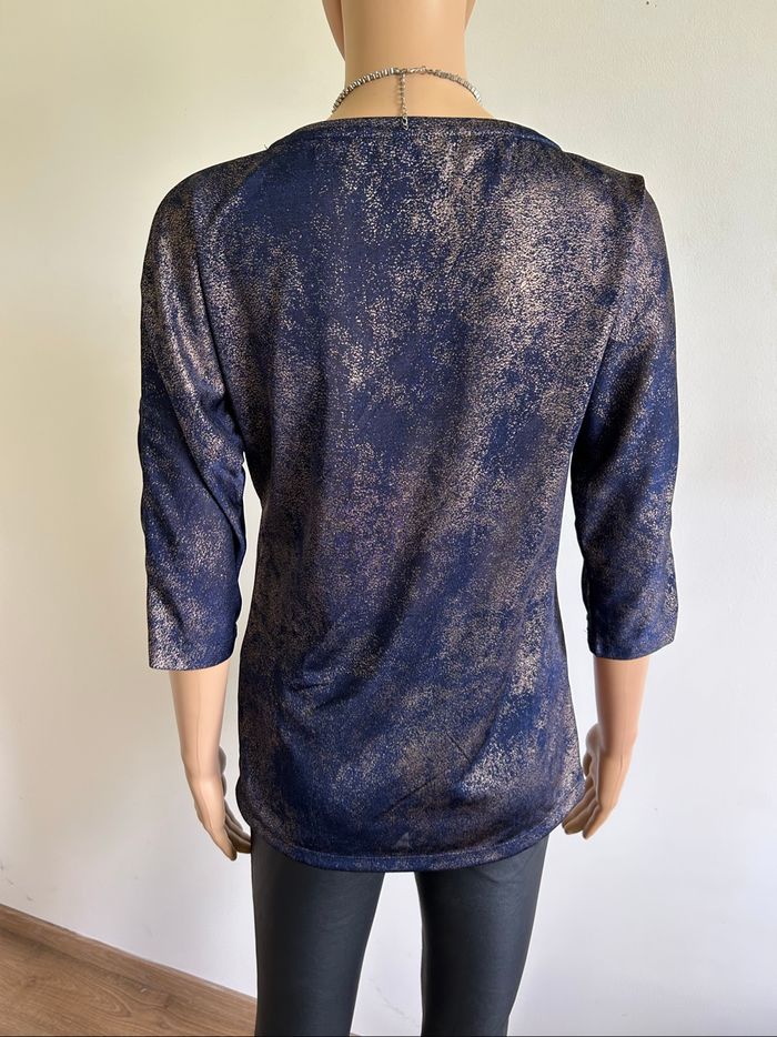 Blouse bleue marine et dorée Vila Joy taille S comme neuve - photo numéro 5
