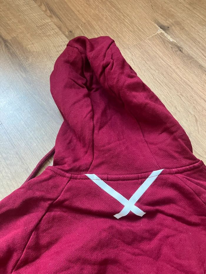 Pull à capuche avec zip Adidas rouge bordeaux homme/femme - photo numéro 3