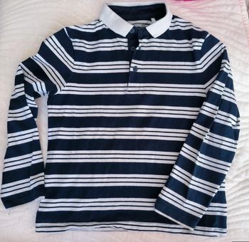 Polo manches longues Orchestra rayé marine/blanc 8 ans