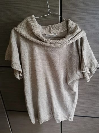 Pull col roulé large manches courtes