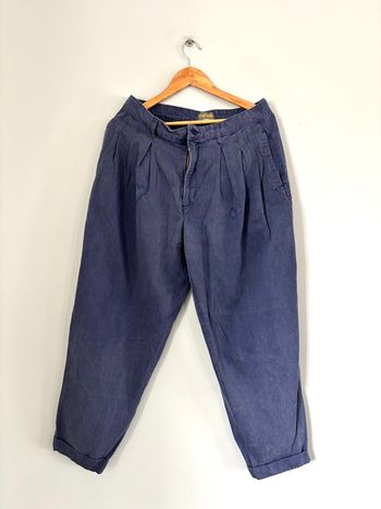 Très joli pantalon pince revers chinos ancien année 80 vécu avec jolie patine usé bleu de travail français workwear