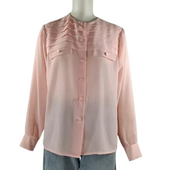 Blouse rose poudré plissée - Printemps -Made in France Blouse Vintage plis religieux Taille 40 A1094