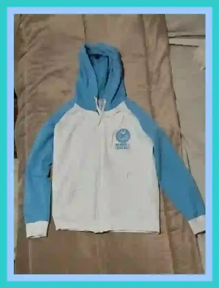 Gilet zippée à capuche Marshall Blanc et bleu azur garçon 12 ans - 7526939881 - photo numéro 7