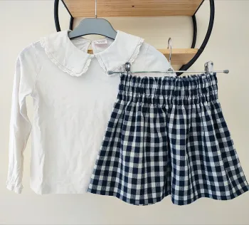 4 ans ensemble teeshirt col tape a l'oeil et jupe Zara