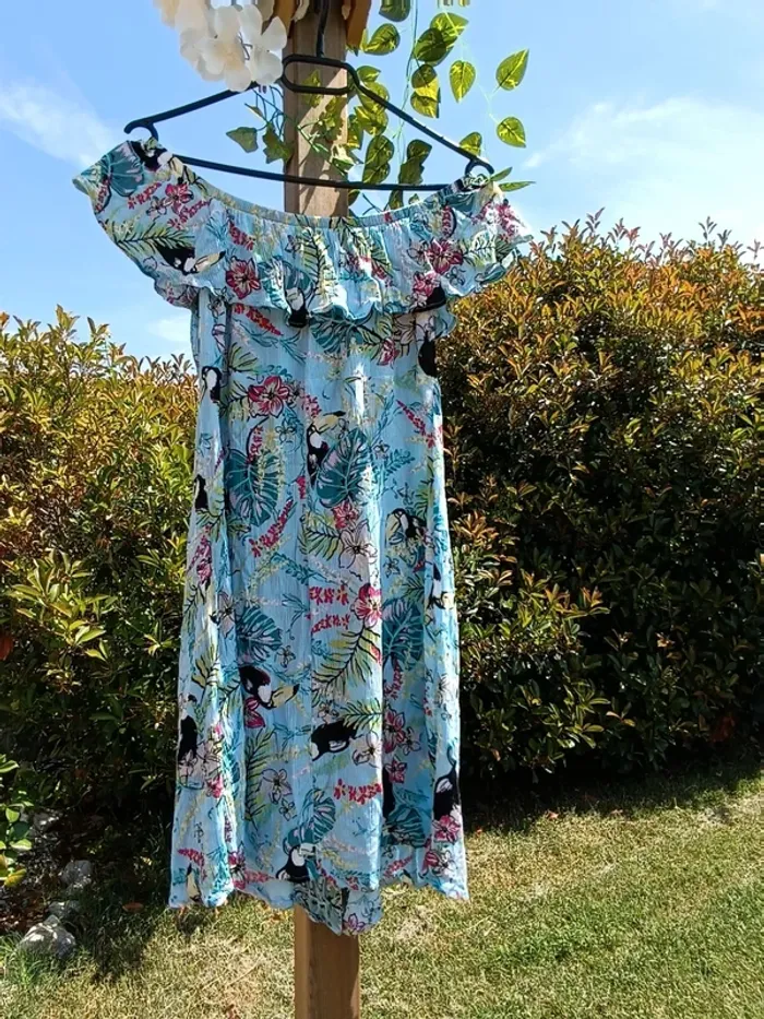 Robe été femme fleurie bleu taille 38 - photo numéro 2