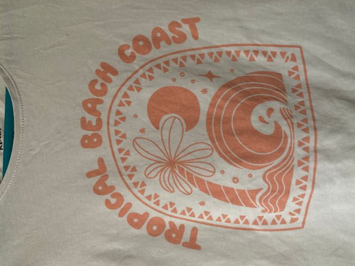 Tee-shirt blanc imprimé plage - photo numéro 2