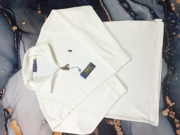Pull half zip Ralph Lauren - Taille M - Couleur blanc logo brodé noir - Neuf - photo numéro 2