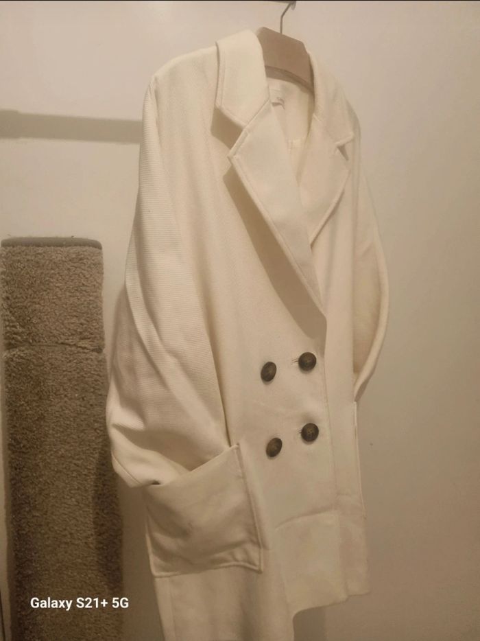 Menteau Droit Crème Camaïeu - photo numéro 3